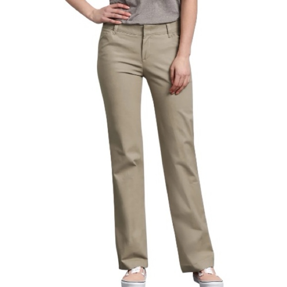Dickies Women's Straight Leg Relaxed Fit Stretch Pants Size 20R Khaki Tan Work